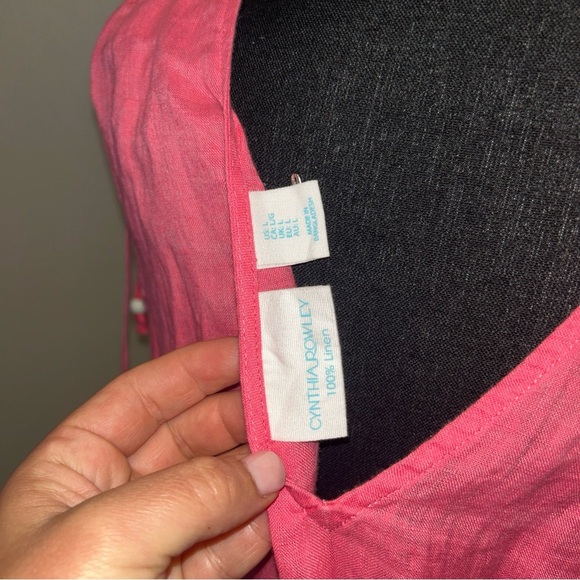 Cynthia Rowley Pink Button-Front Blouse Linen Large - Picture 4 of 8